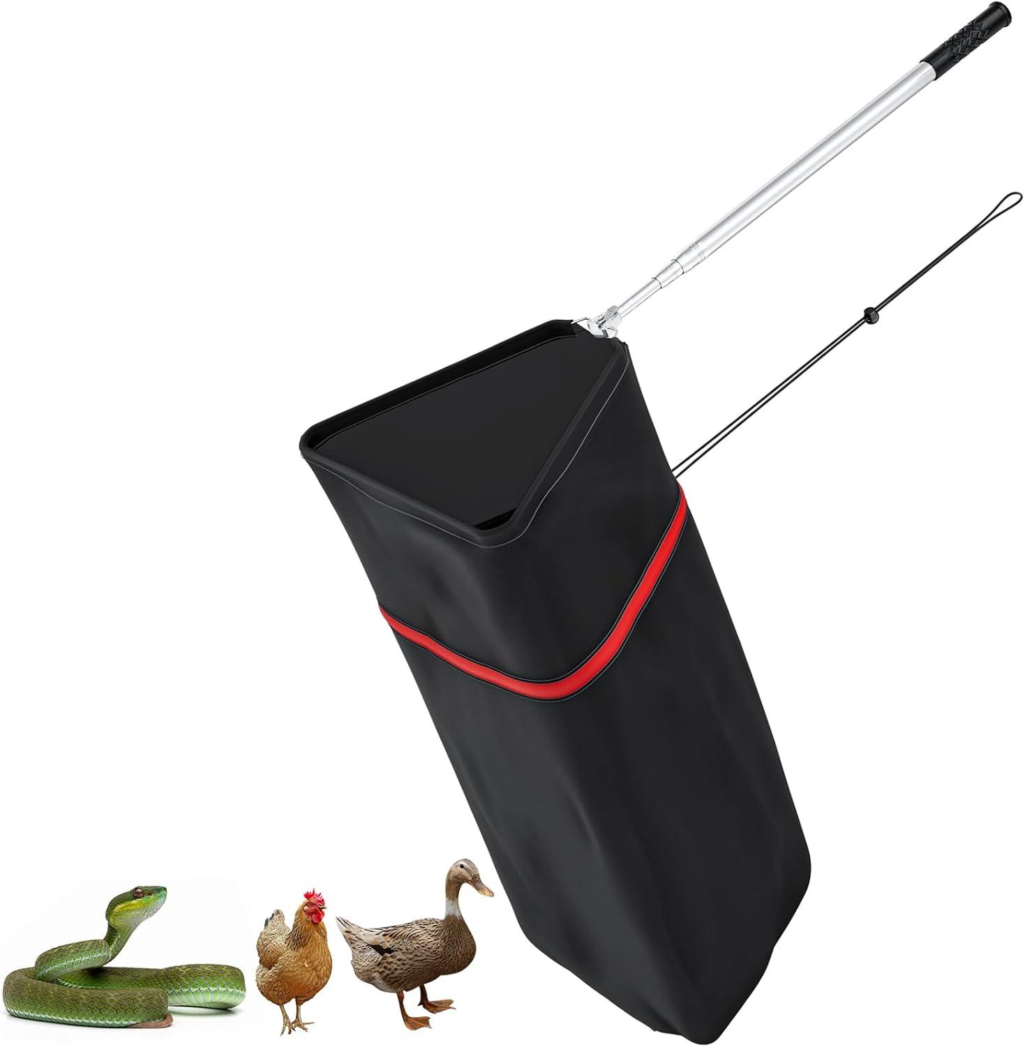 Chicken Net Catcher, Snake Catcher Net with Secure Drawstring, 29"-65" Handing Tool for Moving Pick-Up Chicken, Duck, Goose, Cat, Bird, Raccoon, Dog, Rattle Snakes Lizard Reptiles and Others