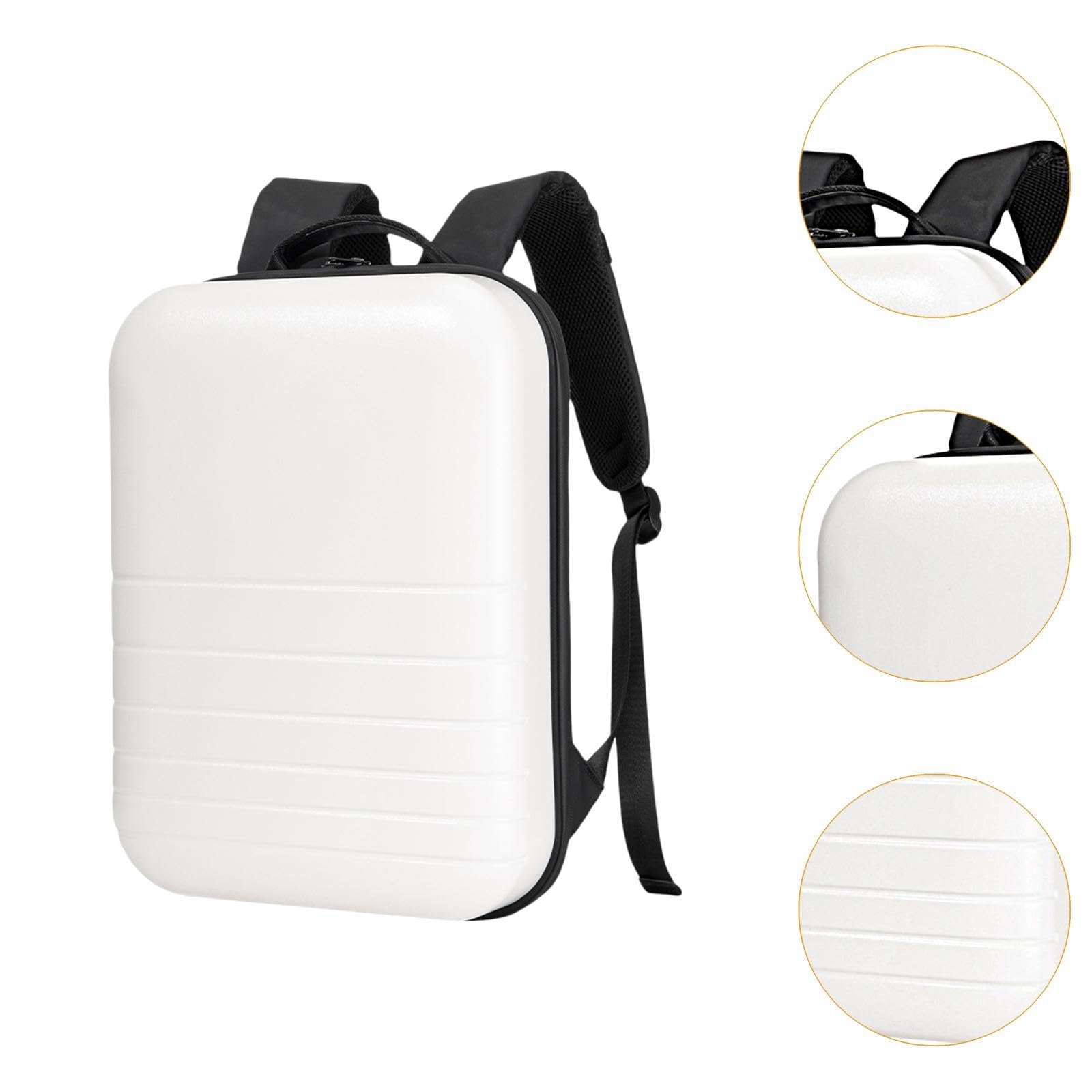 Milageto Mochila para Portátil Mochila Laptop Mochila Ordenador Bolsa de Viaje Mochila Escolar Carcasa Rígida de PC Y PU Impermeable con Correa para Equipaje a, Blanco