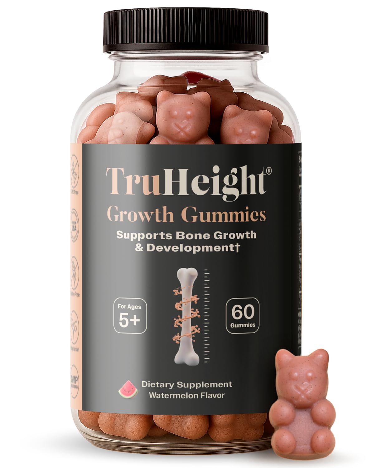 Growth Gummies (Watermelon) Tall Nutrition for Natural Growth Supplement for Kids & Teens - Vitamin D, K, Calcium & Ashwagandha, Bone Strength Vitamins D3 K2, Picky Eater, Taller Ages 5+