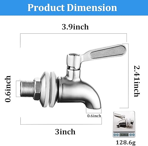 Miniatura 2 de Grifo de reemplazo del dispensador de bebidas,Grifo de acero inoxidable para dispensador de agua,Caño de reemplazo del dispensador de bebidas
