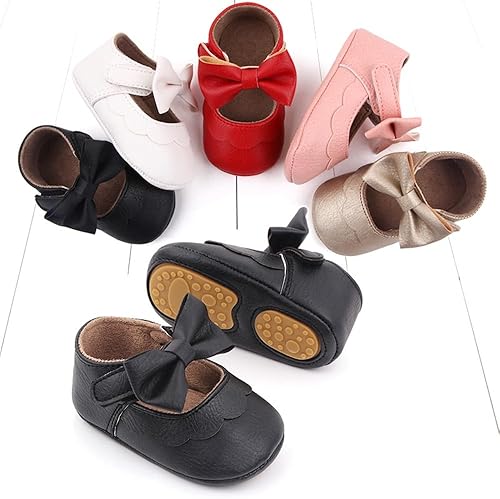 Miniatura 8 de Infant Baby Girls Mary Jane Shoes Non-Slip Rubber Sole Ballet Slippers Princess Dress Wedding Shoes Newborn Crib Shoes