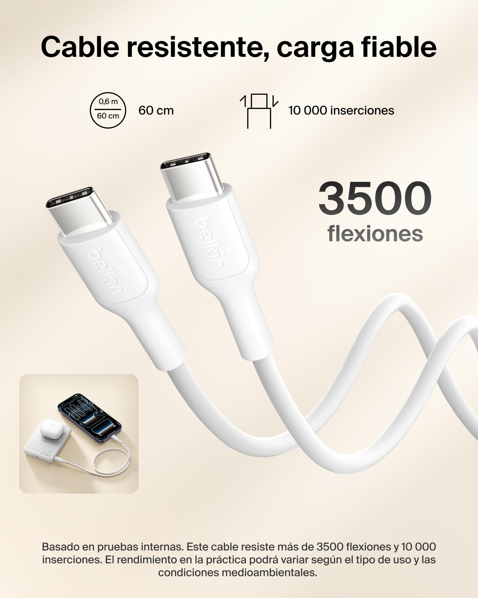 Belkin BoostCharge Batería Externa Magnética 10000mAh 1 Puerto USB-C Blanco | Power Bank 10000 mAh, Anillo Magnético, 2 Puertos USB-C, Cable Incluido, Autorizada como Equipaje de Mano, Batería Portátil