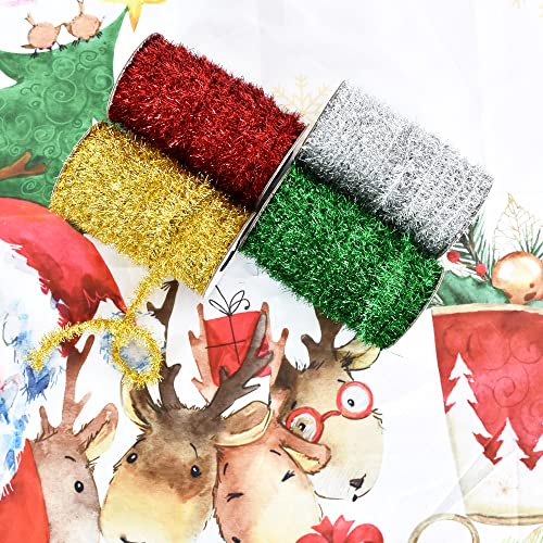 Vuzvuv 60 Yard Red Thin Tinsel Garland Ribbon Glitter Thin Metallic Tinsel Garland Tinsel Wire Christmas Ribbon For Christmas Tree Wrapping Birthday Family Party Wedding Decorations #TOP5