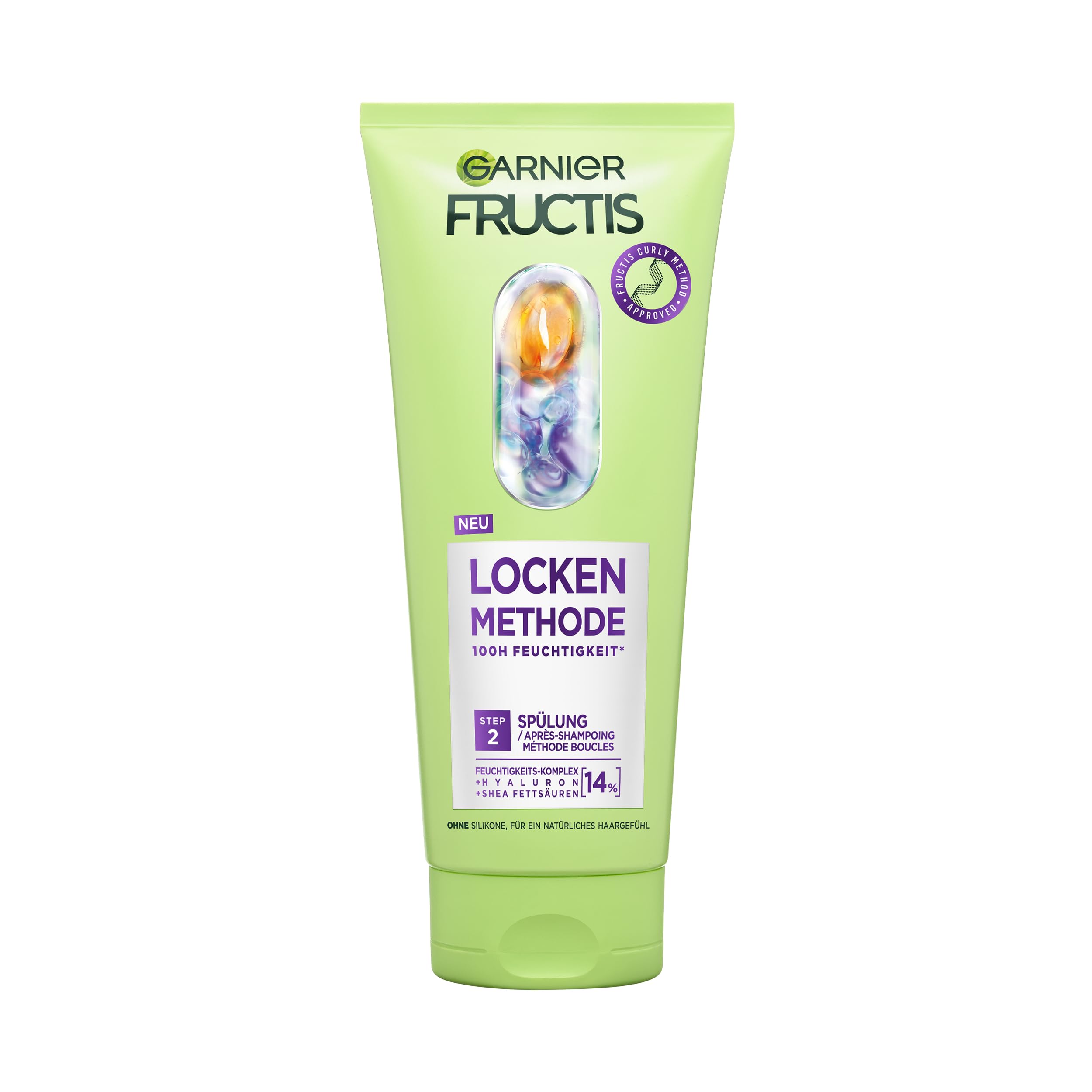 Garnier Fructis Locken Methode Spülung, Conditioner für alle Lockentypen mit 14% Feuchtigkeits-Komplex für geschmeidigeres Haar, 200 ml