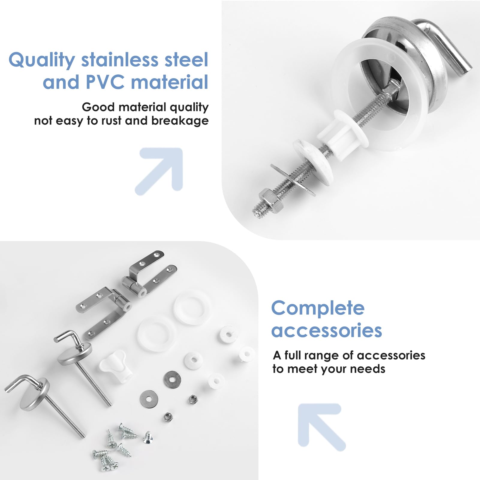 2 Piezas Bisagra de Acero Inoxidable para Tapa de Inodoro Universal, Toilet Seat Hinge para Fijación de Tapas Asiento WC, Repuesto de Tapa de Inodoro Bisagras de Asiento Accesorios con Roca - 5