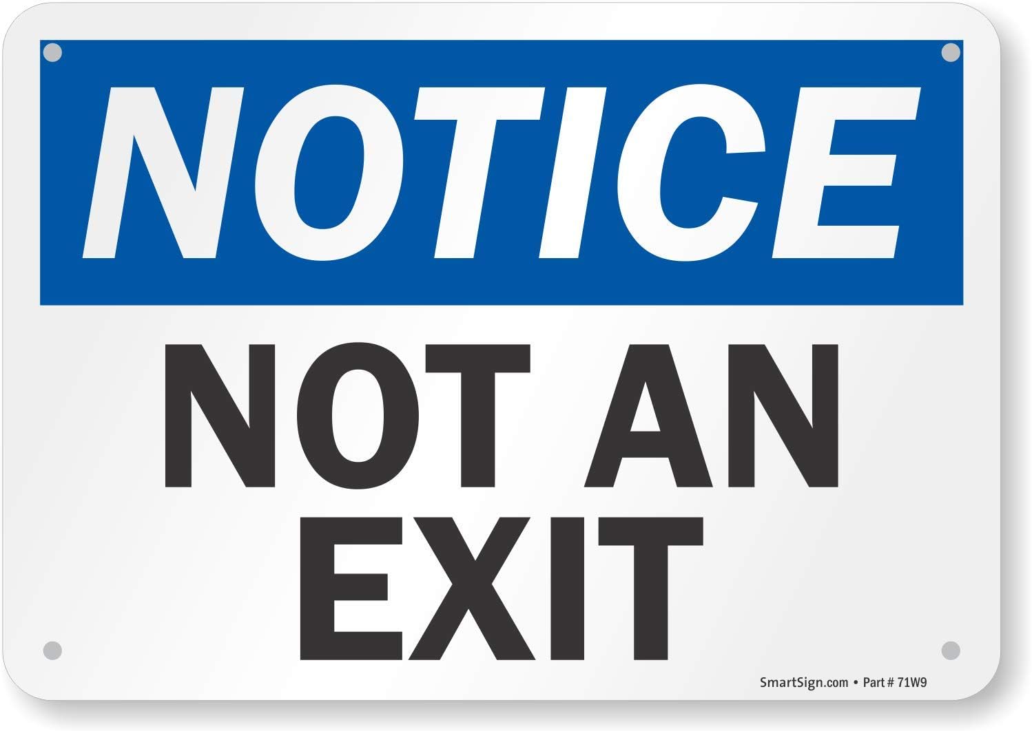 SmartSign "Notice - Not An Exit" Sign | 7" x 10" Plastic