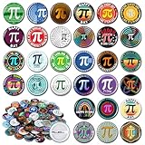 Kigeli 120 Pcs Pi Day Pins Math π Round Badge Pins Bulk International Day of Mathematics Decoration for School Party Activity Clothing Bag Accessories for Math Lover Back to School Gift