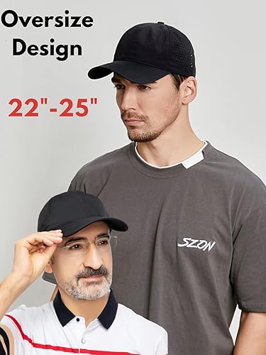 Miniatura 5 de Gorras de béisbol XXL de gran tamaño, gorra deportiva de malla de secado rápido para cabezas grandes de 22 a 25 pulgadas, sombrero impermeable y
