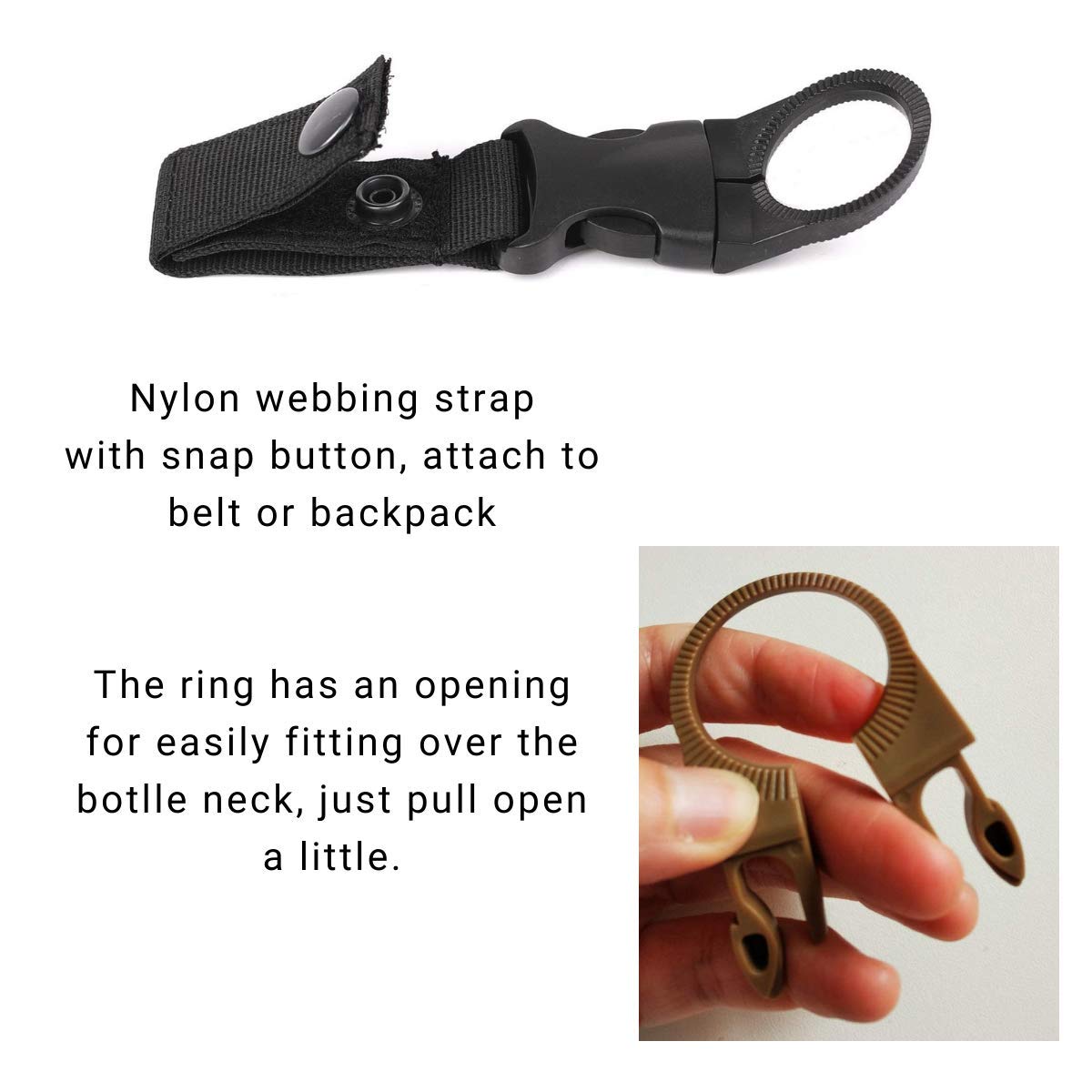 FJROnline Lot De 3 Sangles Porte-bouteille En Nylon - Pour Ceinture Ou Sac à Dos, Randonnée, Camping, Vélo - Support 10 Kg