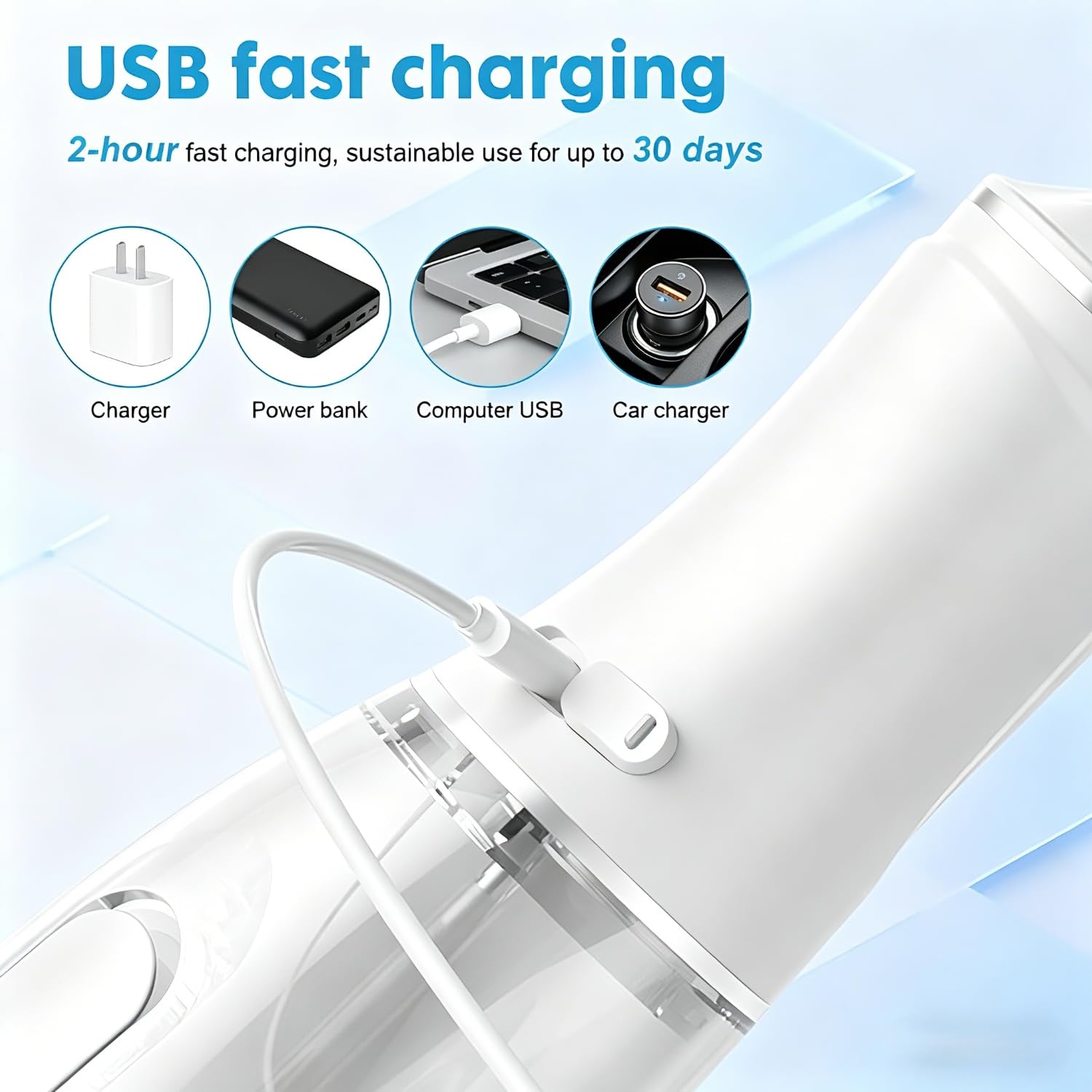 Idropulsore Dentale Portatile, Irrigatore Orale Senza Fili Impermeabile IPX7 con 3 Modalità e 4 Ugelli, Serbatoio da 380ml, Tecnologia a Impulsi e Grande Autonomia per Uso Domestico e Viaggi