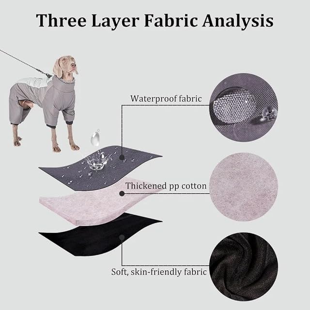 Foto 3 de 6 de Chaqueta cálida de plumón para perros grandes, ropa gruesa de invierno, abrigo impermeable para perros