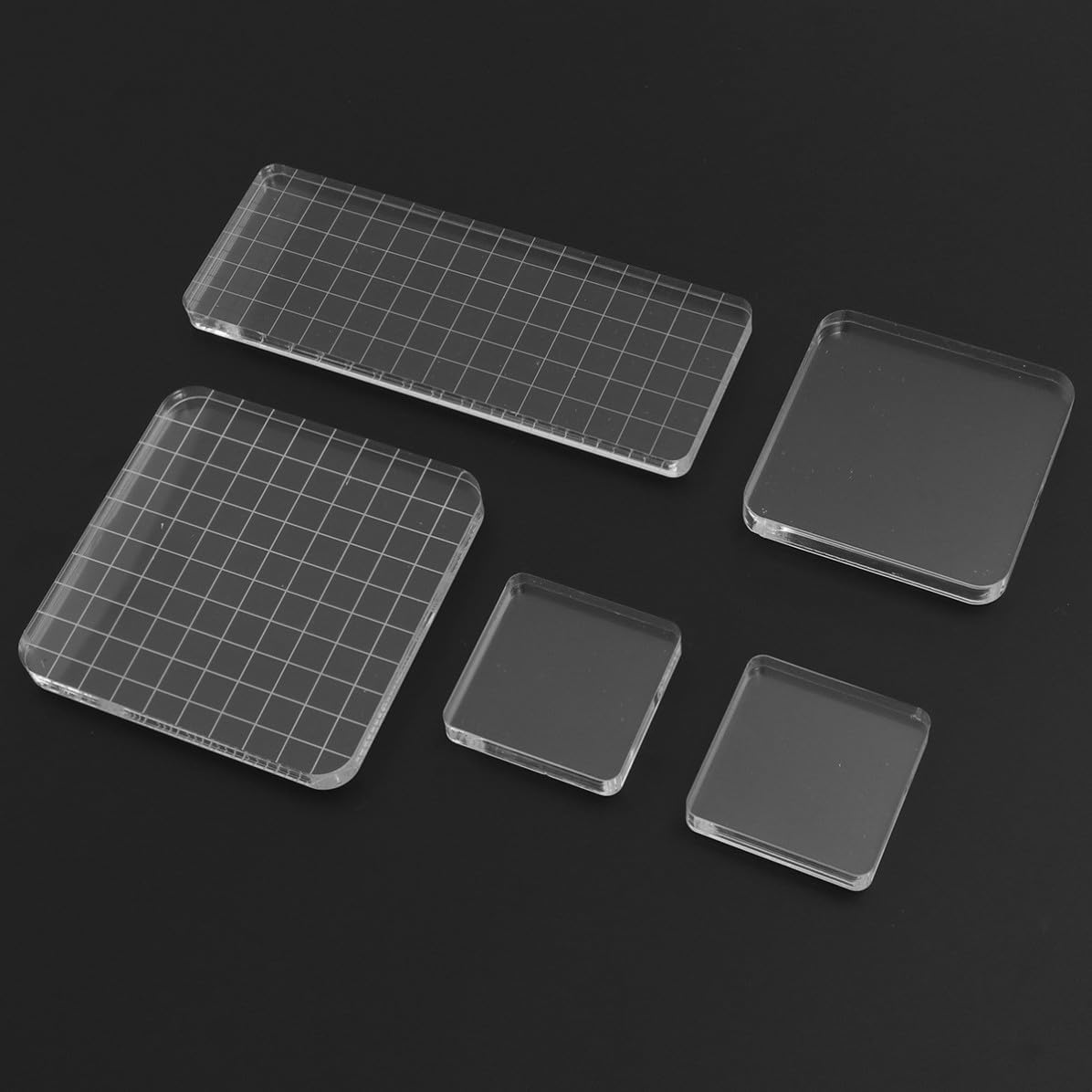 5pcs Acrylic Stamp Block Set with Grid Lines, Tools