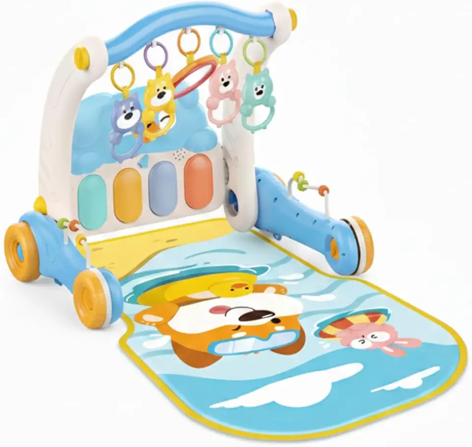 Andador com Piano e Tapete de Atividades Infantil 2 em 1 (Azul)