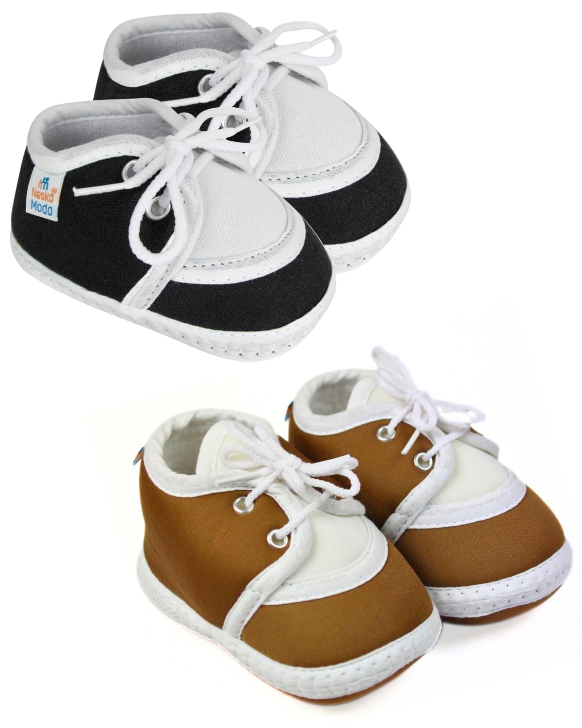 Neska Moda 6 To 12 Months Baby Boys & Girls Pack of 2 Pair Cotton Lace Shoes/Booties (Black,Brown)-SK145andBT2160 (B0CTHPGCG3) Amazon Price History, Amazon Price Tracker