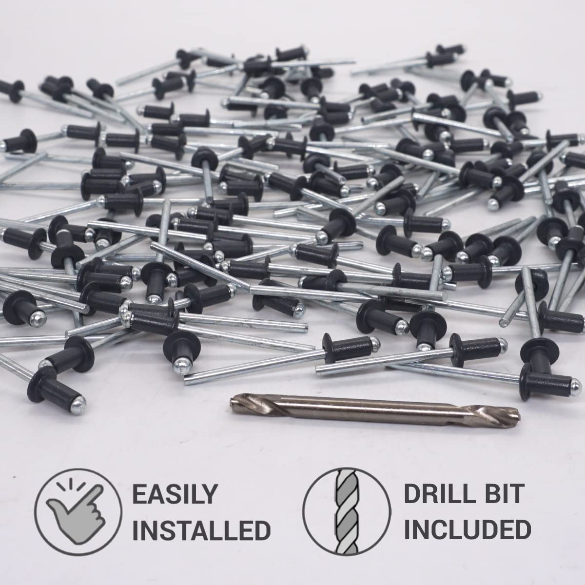 100 Rivetti Ciechi In Alluminio 4.0x8mm - Grigio Antracite, Con Punta Trapano 4.1mm