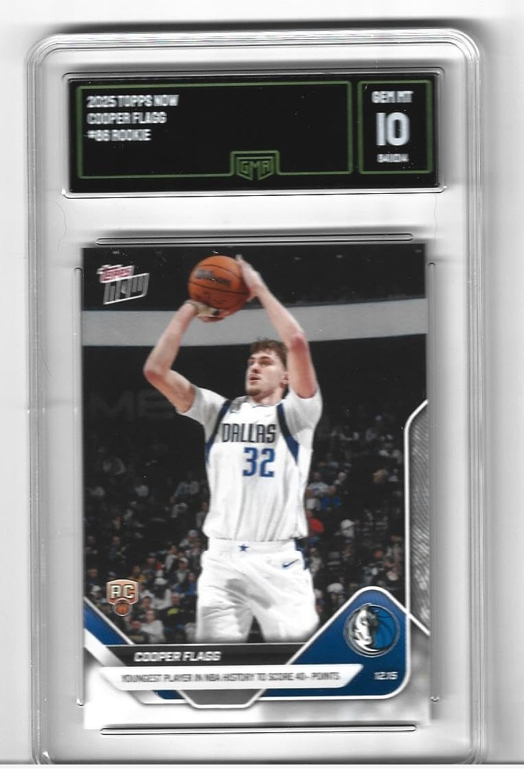 2025 Graded Gem Mint 10 Cooper Flagg Basketball Rookie Trading Card #86 Phenom Becomes Youngest Player To Score 40 Ponts In History Mavericks Superstar