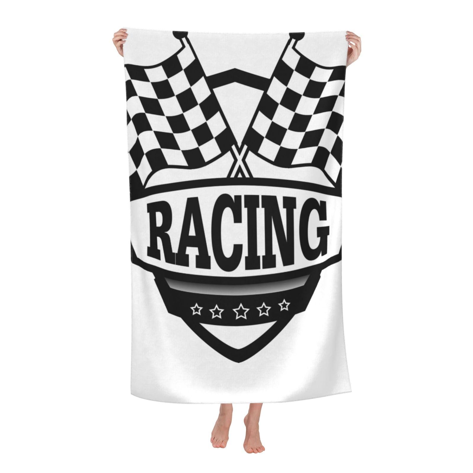 LSRCPD Beach Towel Checkered Flags Race Car Flag Microfiber Beach Towels Blanket Oversized Tropical Big Extra Large XL Pool Towels Quick Dry Sandproof for Women Girls Kids