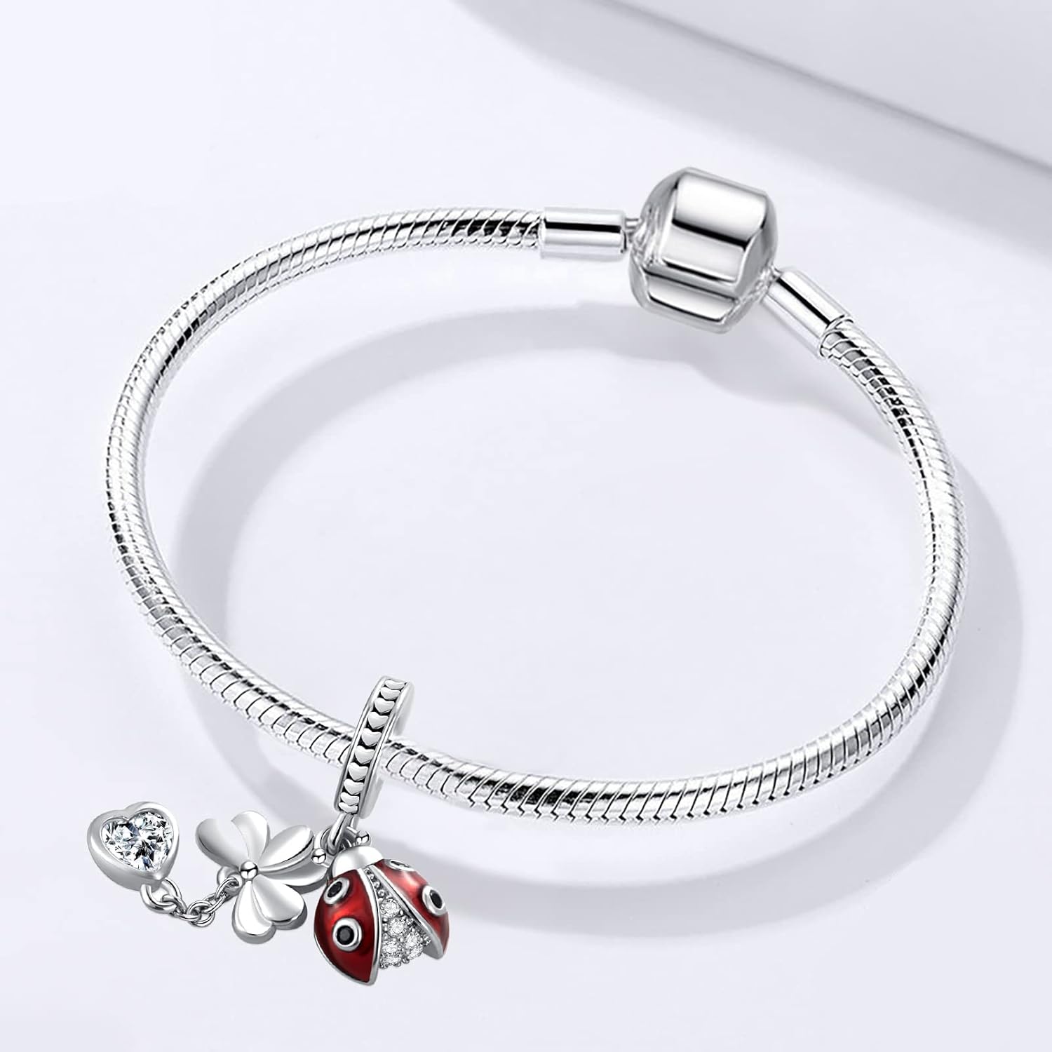 Lucky Four-Leaf Clover Charm Good Luck Bead for Pandora Charm Bracelet - Image 2