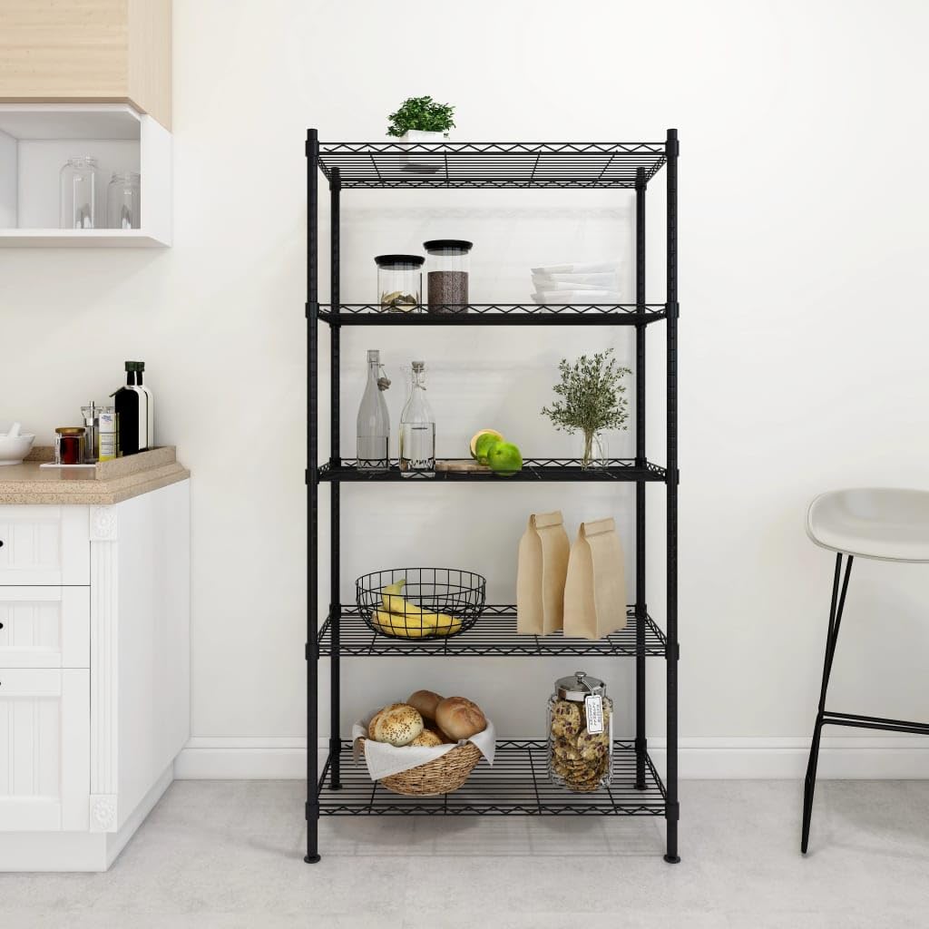 Générique Étagère de Rangement 5 Niveaux 90x35x180 cm Noir 250 kg,Entreprise & Industrie,Stockage Industriel,Étagères industrielles,Noir,10.5 KG,324624