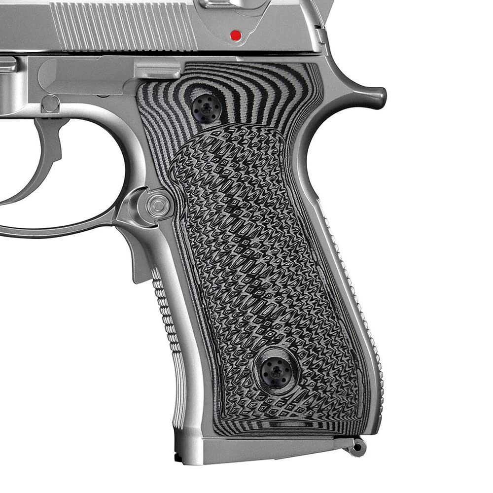 Cool HandG10 Grips for Beretta 92fs, m9, 92a1, 96a1, 92 INOX, 96 Full Size, Tactical Slant Texture, Black Gun Grips Screws Included, 1/4'' Thin