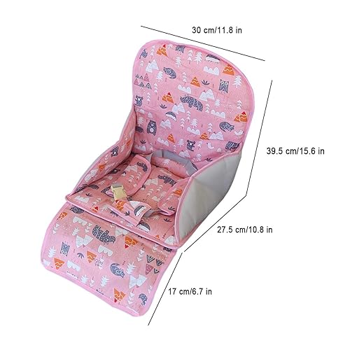 Miniatura 7 de Cojín para silla alta, cojín para silla alta, cojín de asiento transpirable, bonito patrón, cómodo diseño de cinturón de seguridad, suave y cómodo,