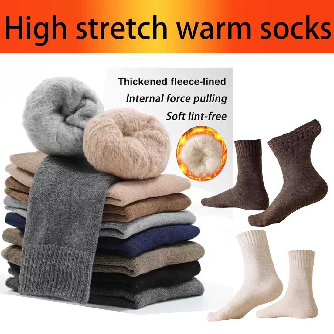 Calcetines cálidos para hombre, 14 pares grandes, invierno, mezcla de colores térmicos, lana para hombres, para senderismo, esquí, ocio, trabajo