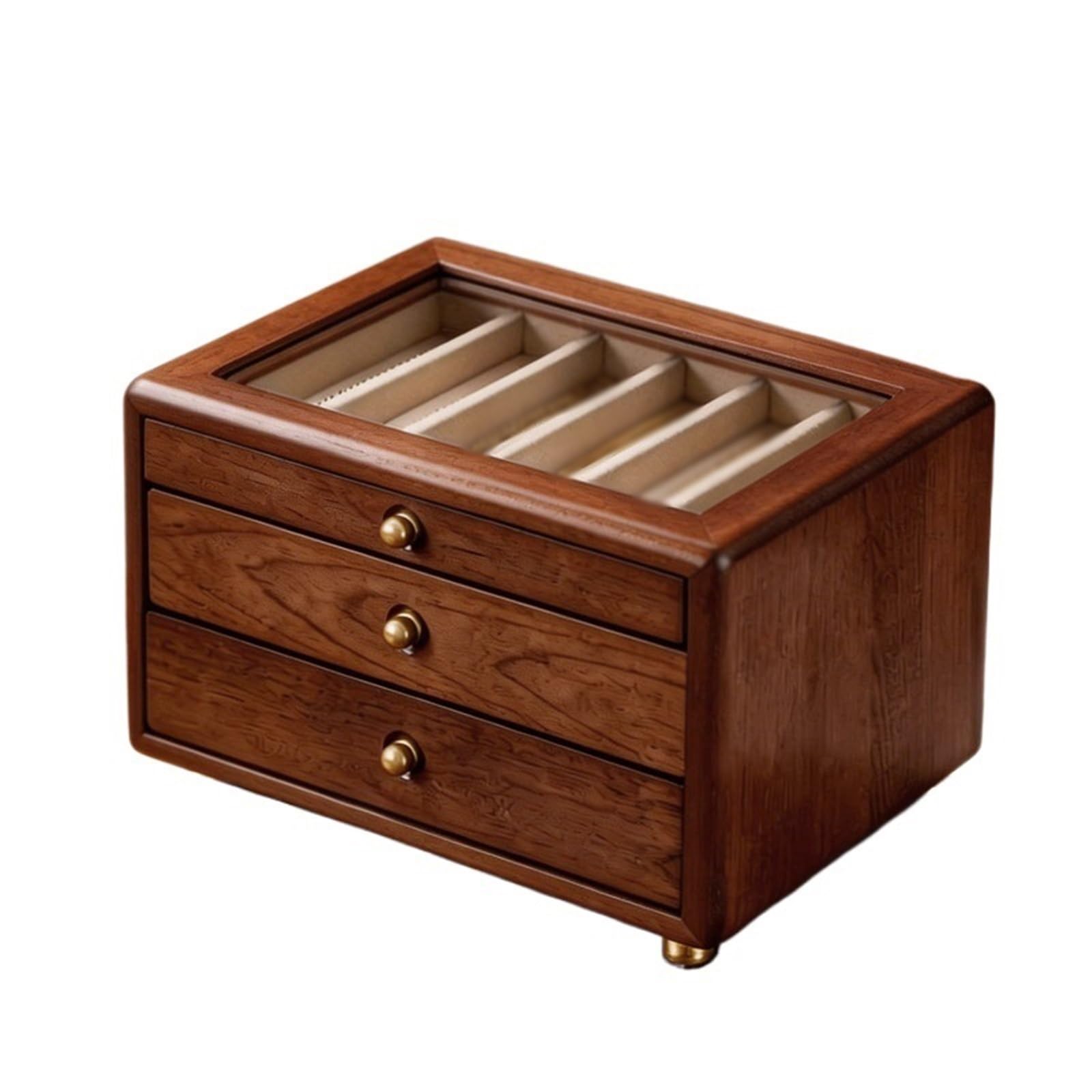 CLQYXRMVC Jewelery Box Wooden Jewelry Box Vintage Multi-Tier Organizer for, Necklaces, Earrings, and Rings Jewellry Organizer Case(Medium)