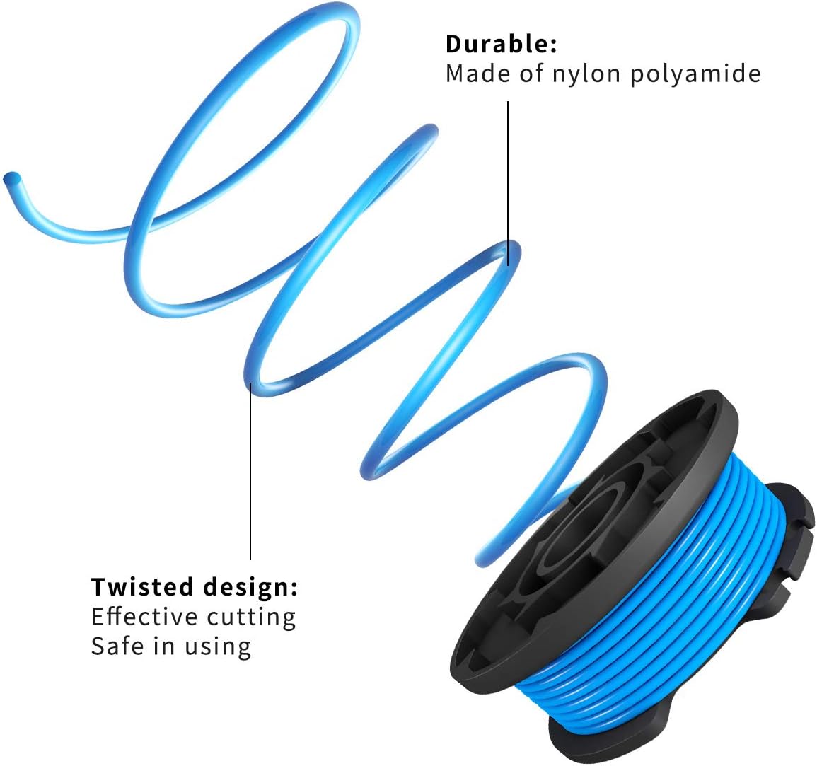Generep Weed Eater String Trimmer AC14RL3A Spool Generic Replacement for Ryobi One Plus + 18V 24V 40V Cordless Trimmers and Cap Covers (6 Spool, 1 Cap)