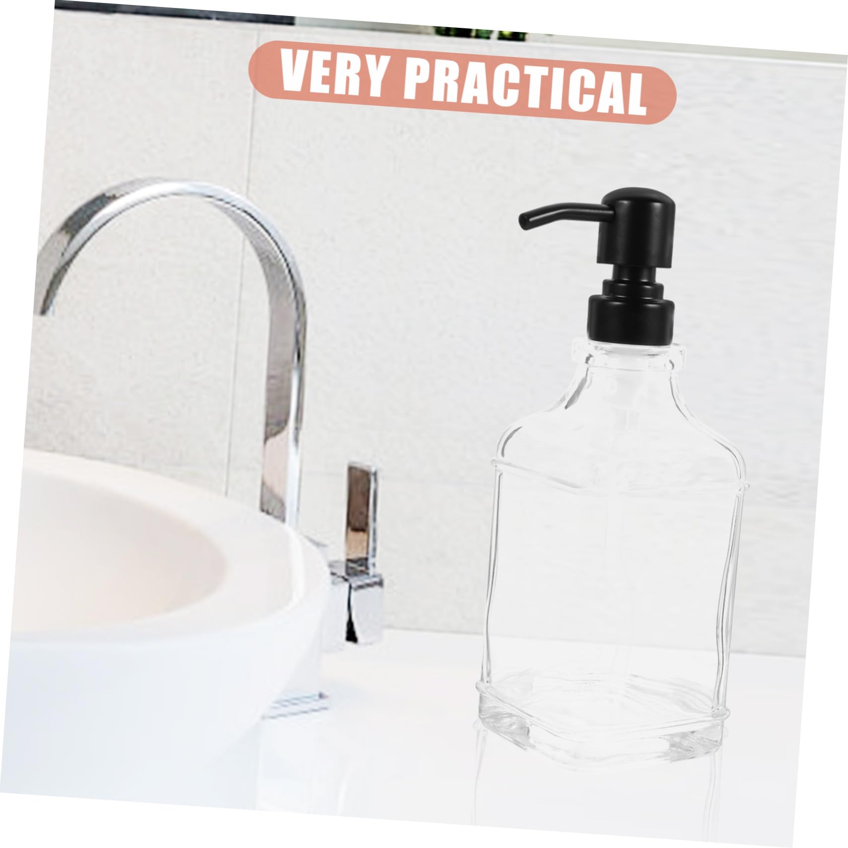 Anneome Botella Dispensadora De Jabón Vacía De Vidrio Transparente Dispensador Rellenable para Manos Champú Acondicionador Loción Baño y Cocina