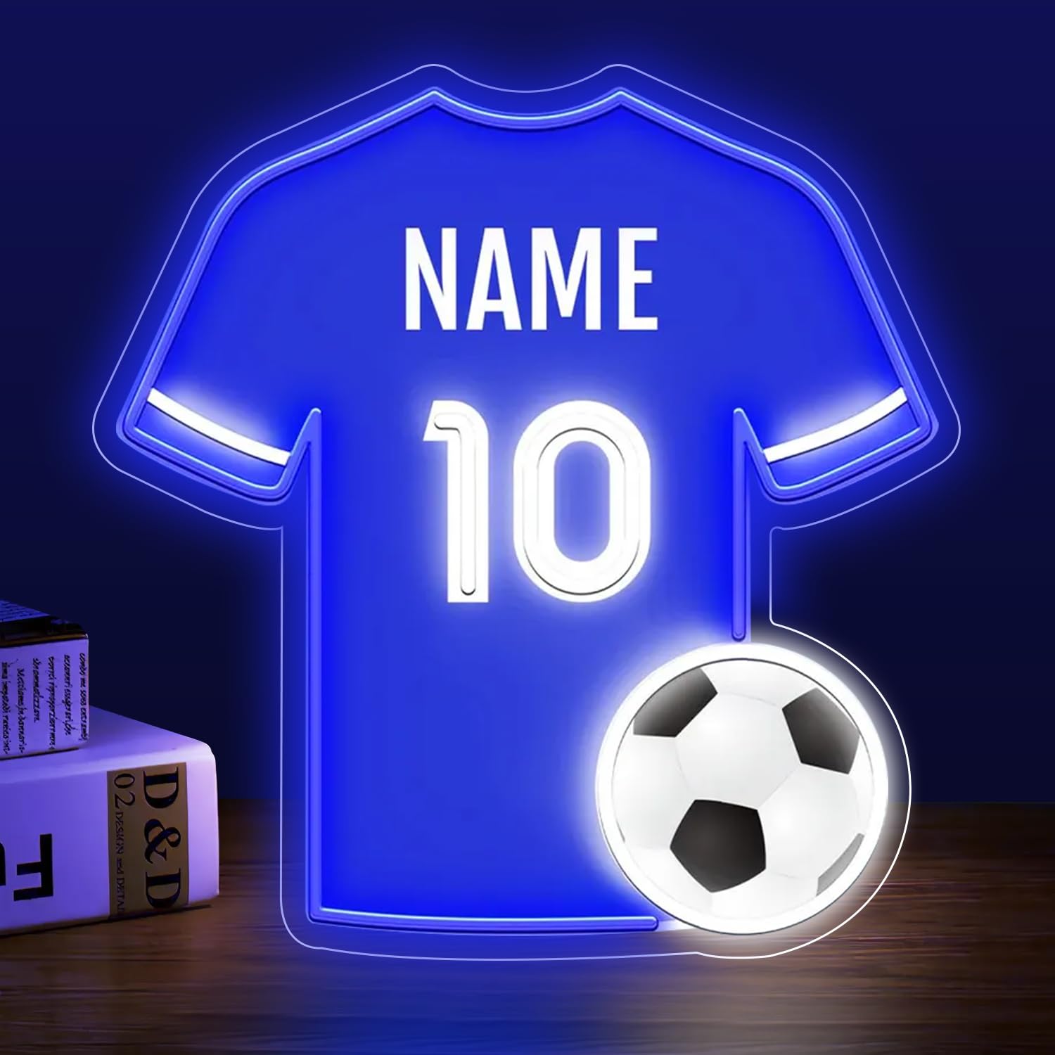 Custom Soccer Jersey Neon Signs for Wall Decor Personalized Name Number Football LED Light up Sign for Boys' Bedroom Club Man Cave Stadium Bar Decor Dimmable Sport Neon Lights for Sports Lover Gift — image 1