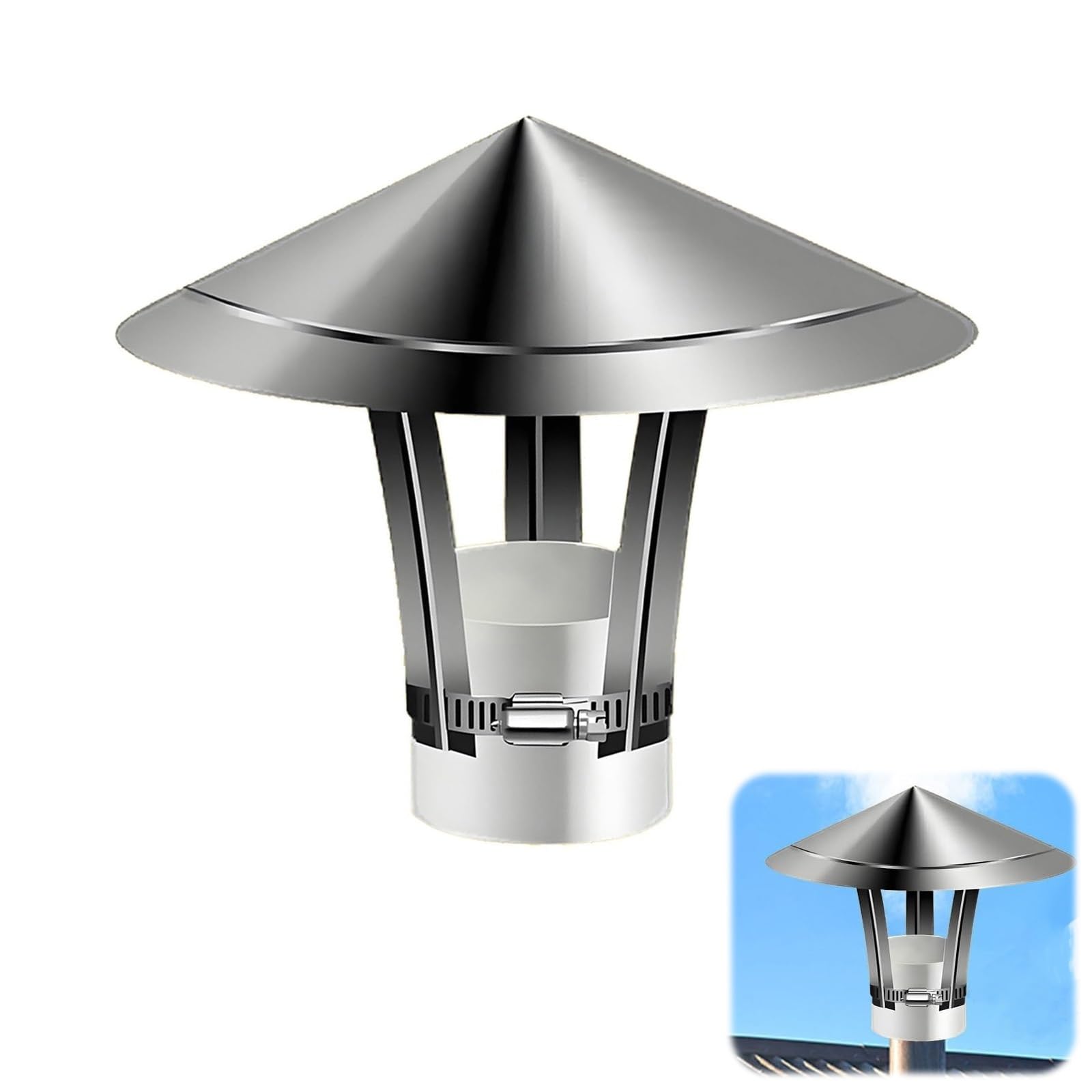 Chapeau de cheminée réglable en inox pour poêle à bois de maison