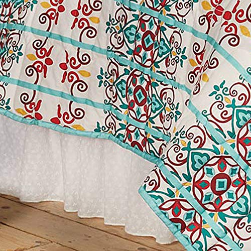 Hiend Accents Country Cottage White Medallion Lace Eyelet Ruffle Bed Skirt, Queen (18" Drop) #TOP1