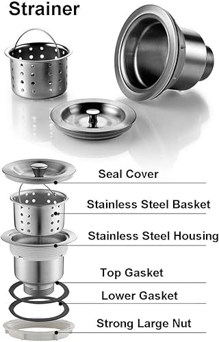 Miniatura 6 de ZHXIPP Fregadero de cocina comercial y de acero inoxidable con grifo  1 compartimento para fregadero de cocina comercial  295 x 157 x 295 pulgadas