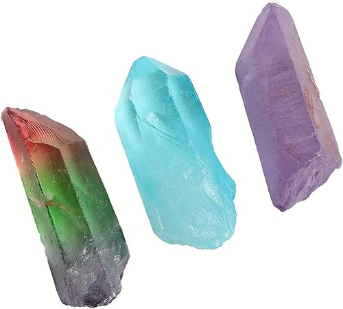 Miniatura 5 de JIC Gem 4 piezas Auqa Aura, Angel Aura, Ángel Amatista, Turmalina Cristal Curativo Varita de un solo punto Piedra Pulida o Cristal Curación, Reiki y