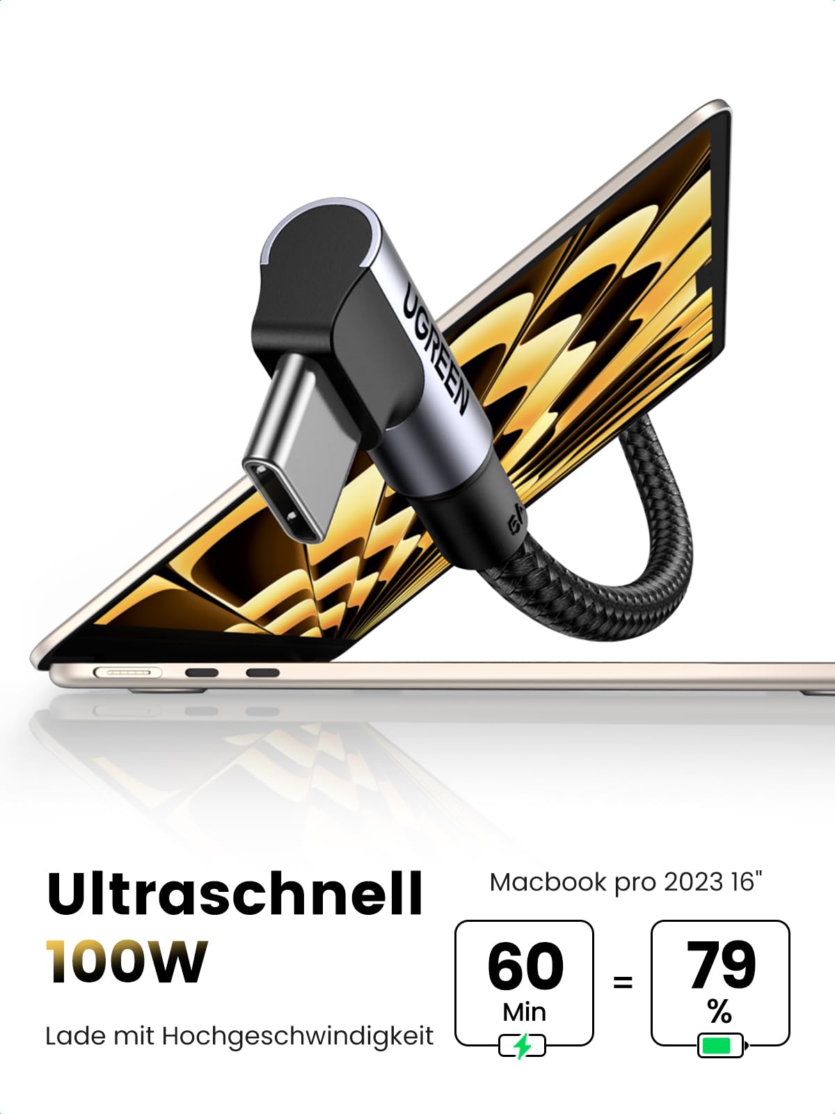 UGREEN USB-C Kabel 100W, 0,5 Meter - Schnellladekabel Für MacBook, IPhone, Samsung & Mehr