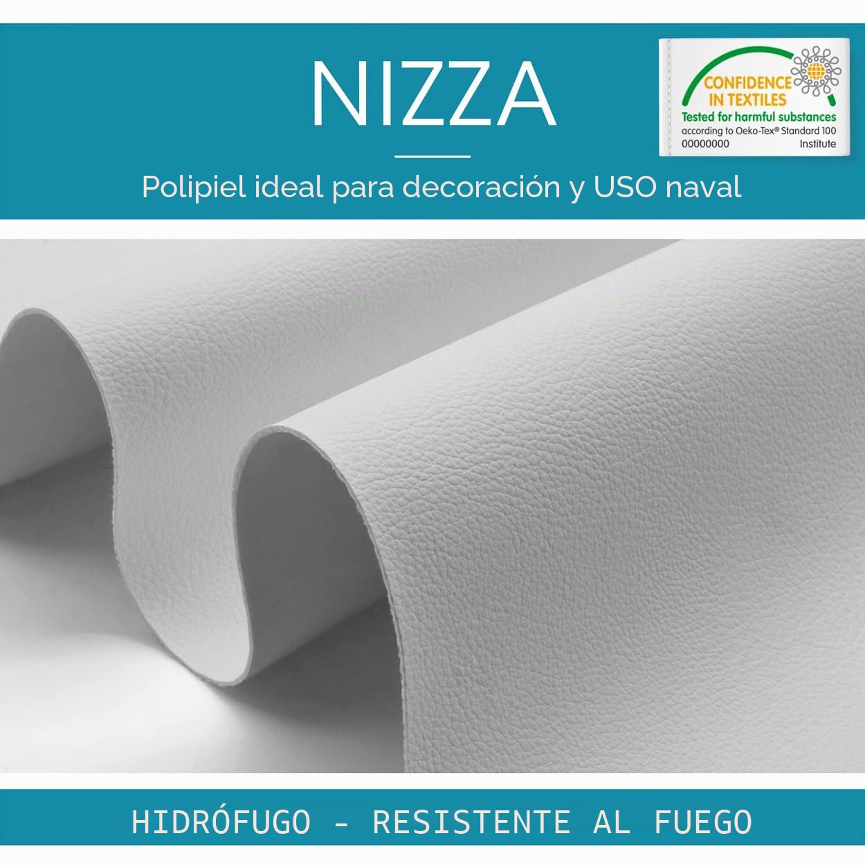 DESHOME Nizza 5 metros - Tela de polipiel por metros para interiores náuticos | Símil cuero impermeable e ignífugo | Tejido resistente para tapizar sofás, cojines, embarcaciones y tapicería Blanco
