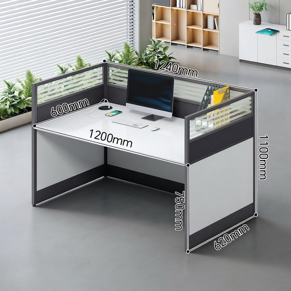 Postazione di lavoro modulare per il personale, scrivania per ufficio con hub di ricarica USB, scrivania per computer professionale per ufficio domestico, aziendale | Postazione di lavoro per personale, robusta scrivania doppia per computer, multiutente,