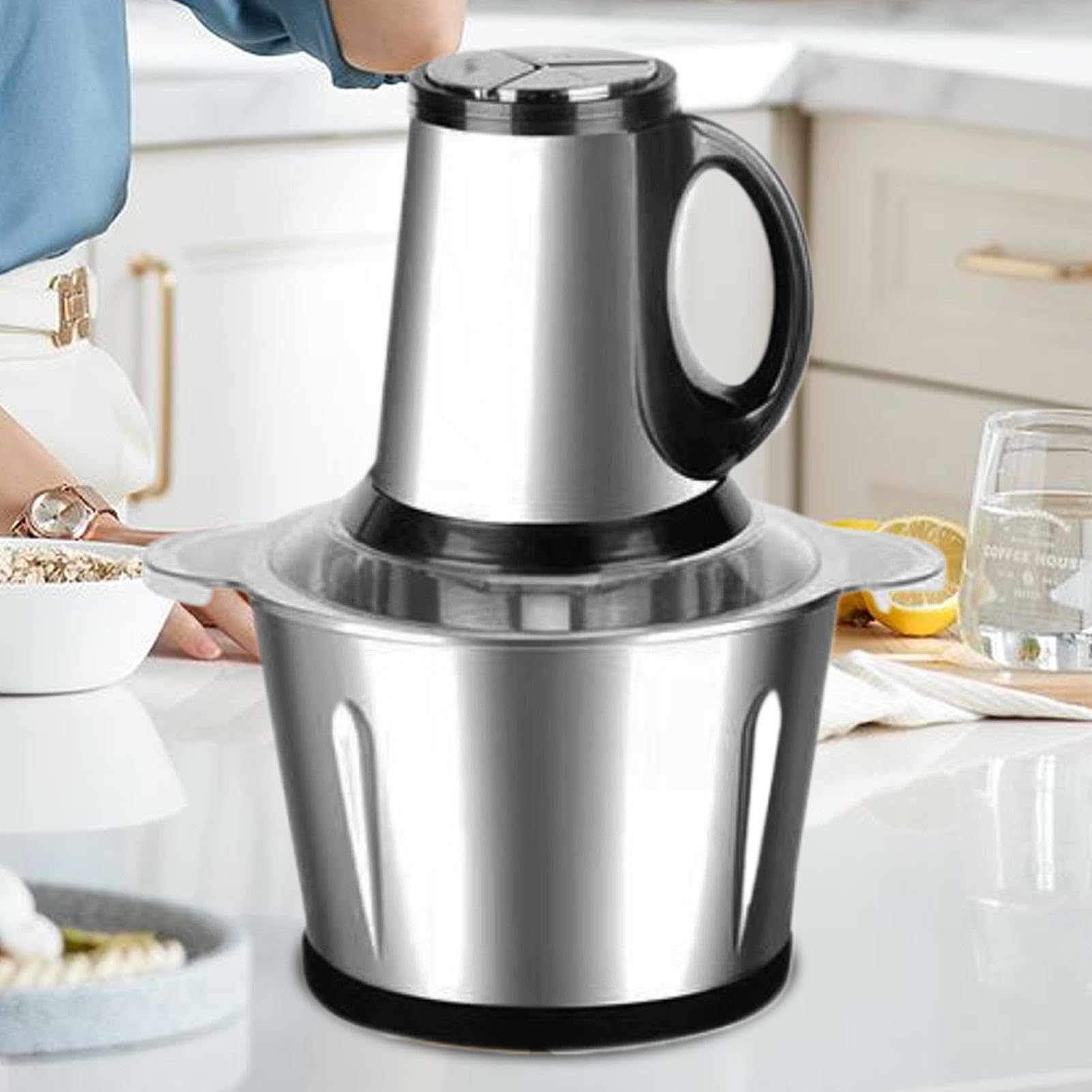 Picadora Eléctrica para Verduras Acero Inoxidable Portátil Ajo, , Frutas