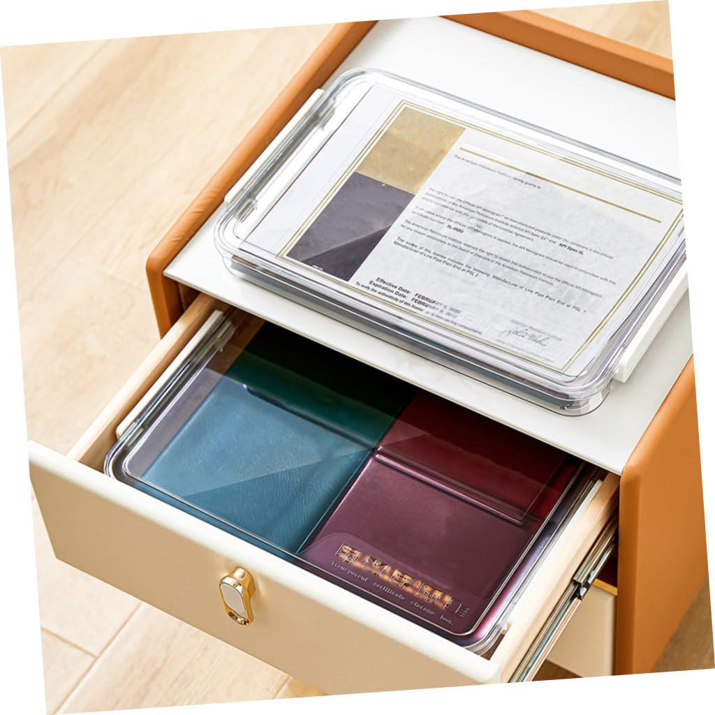 SHINEOFI Caja de Clasificación de Archivos Organizador de Documentos para Oficina Archivador Apilable Transparente Contenedor de Papel de Escritorio Caja de Almacenamiento Apilable