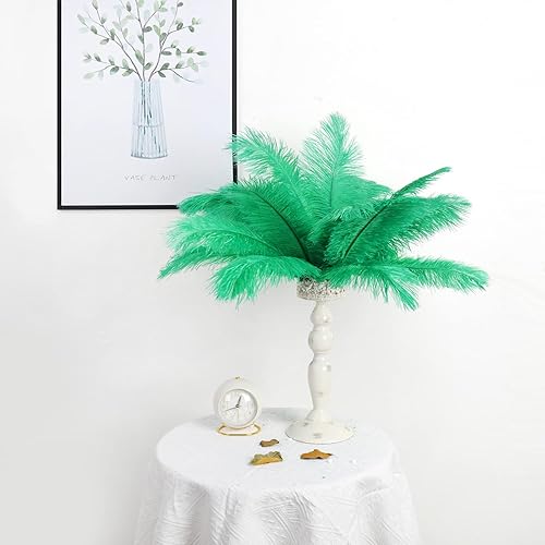 Plumas naturales de avestruz a granel de 12-14 pulgadas (11.8-13.8 in) para centros de mesa de boda, arreglos florales y decoración del hogar (verde
