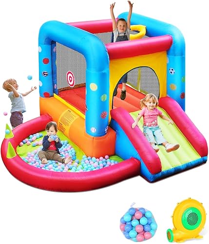 Step4Fun Castillo inflable para niños, para saltar al aire libre e interior, juguete de puente de agua para el patio trasero del bebé con soplador,