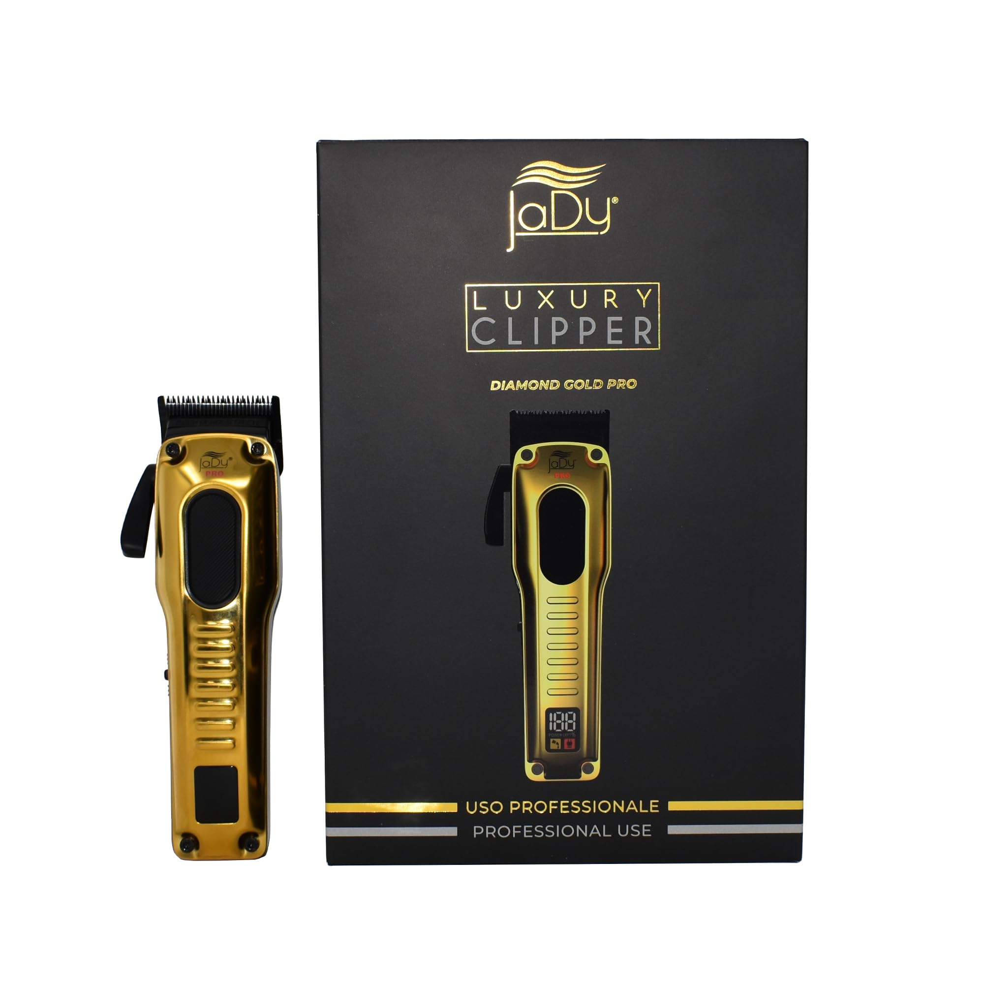 JaDy Diamond Gold Pro – Tosatrice Professionale per Capelli, Rasoio Elettrico Potente e Silenzioso, Lame di Precisione, Zero Gap, Ricaricabile – Tagliacapelli per Uomo e Barbiere