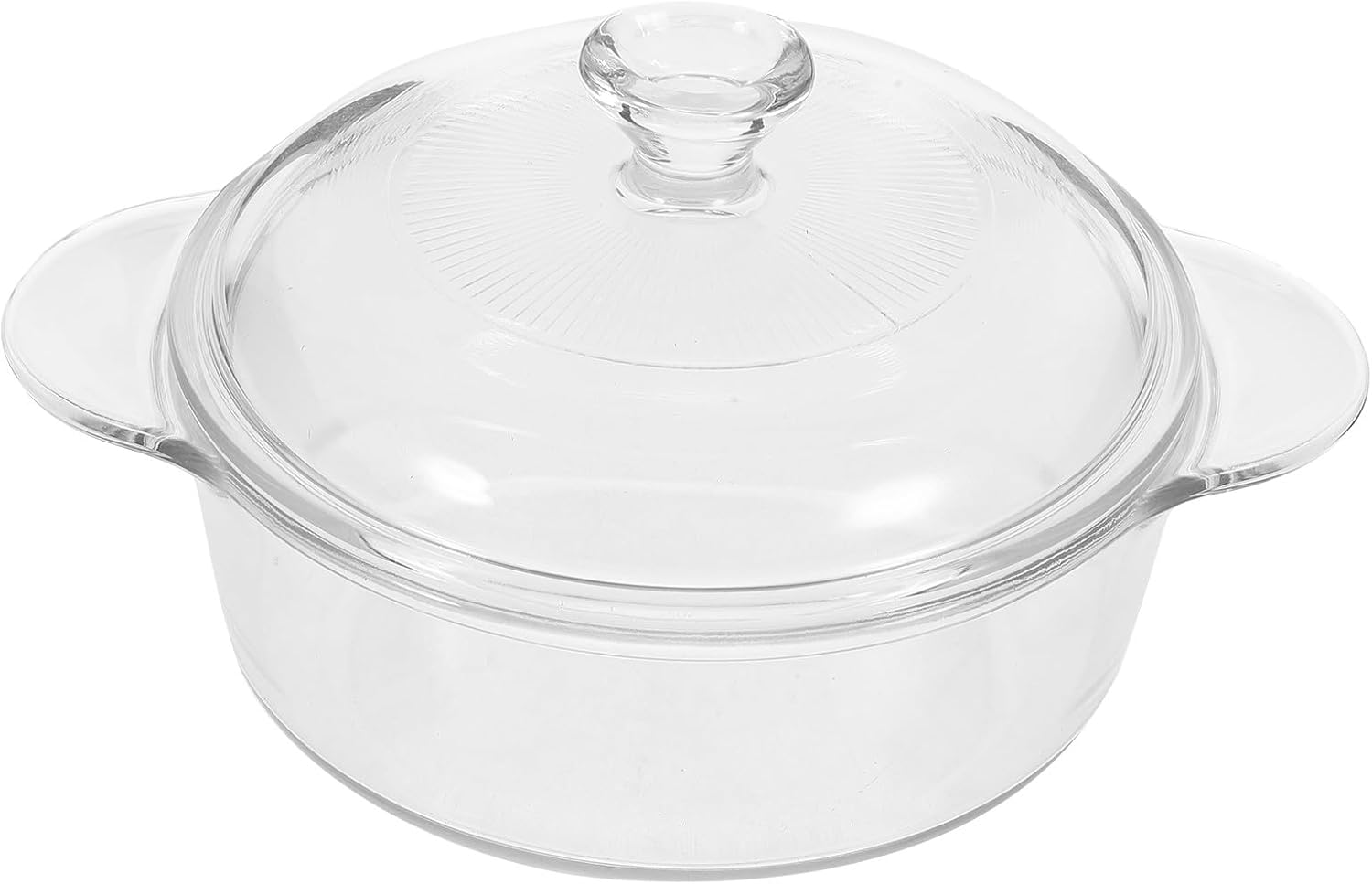 Toyvian Large 1l Heat-resistant Glass Salad Bowl with Lid Kitchen Serving Bowl for Fruit and Desserts Extended Handle for Home Dining and Parties