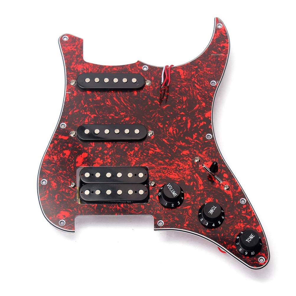 HEALLILY Guitar Loaded Pickguard Acrylic Electric Guitar Pick Guards 3-ply Guitar Protector Board for Acoustic Classical Bass Guitar Dark Red)