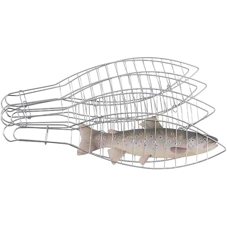 TrendLine Fischbräter 4er-Set Edelstahl 42 cm Fischhalter Fischwender Fischgrill