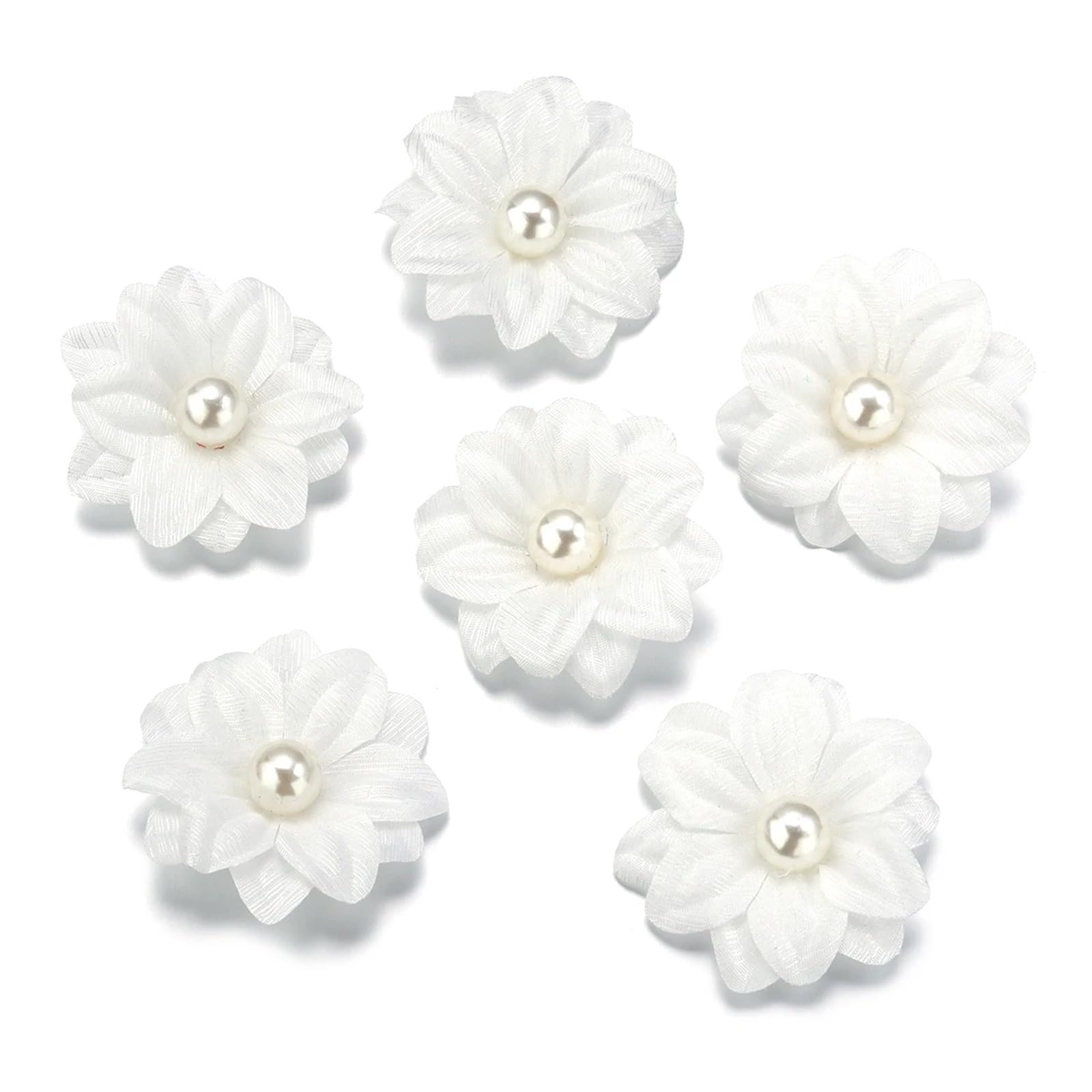 MDSRFGN Fabric Flowers 20Pcs Fabric Flowers Mini Colorful Flower Floral Applique Sew Patches For Clothes Hat Wedding Decor DIY Craft(White)