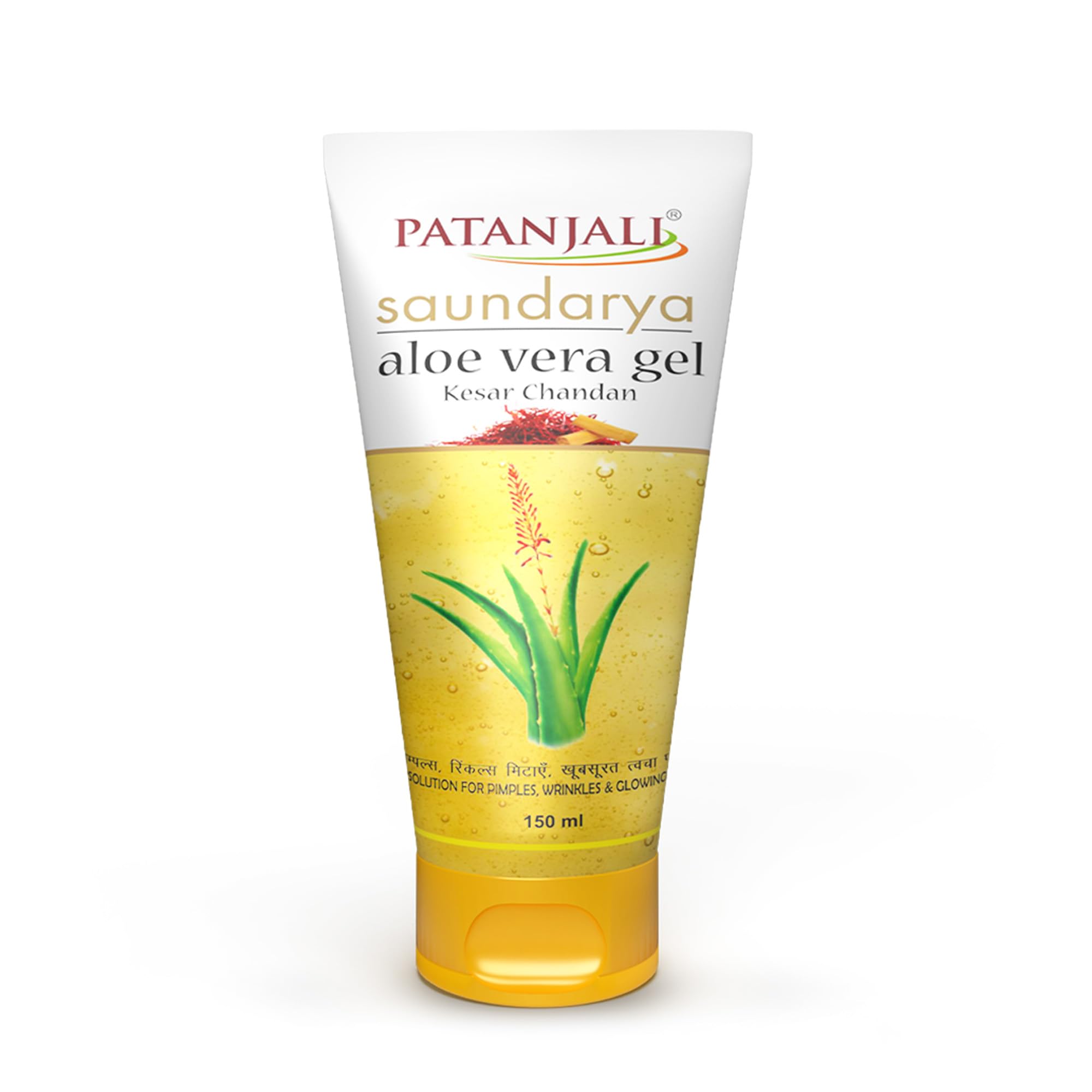 Patanjali Saundarya Aloevera Gel Kesar Chandan 150ml For Men, Women, Anti-Acne & Pimples, For all Skin Types