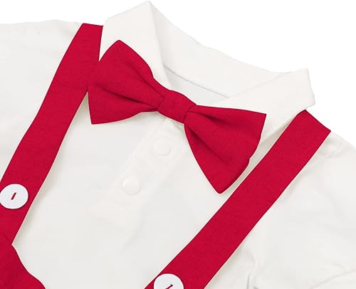 Miniatura 3 de Traje formal de caballero para bebé, traje de esmoquin con corbatín y tirantes, traje para boda, peto, overol