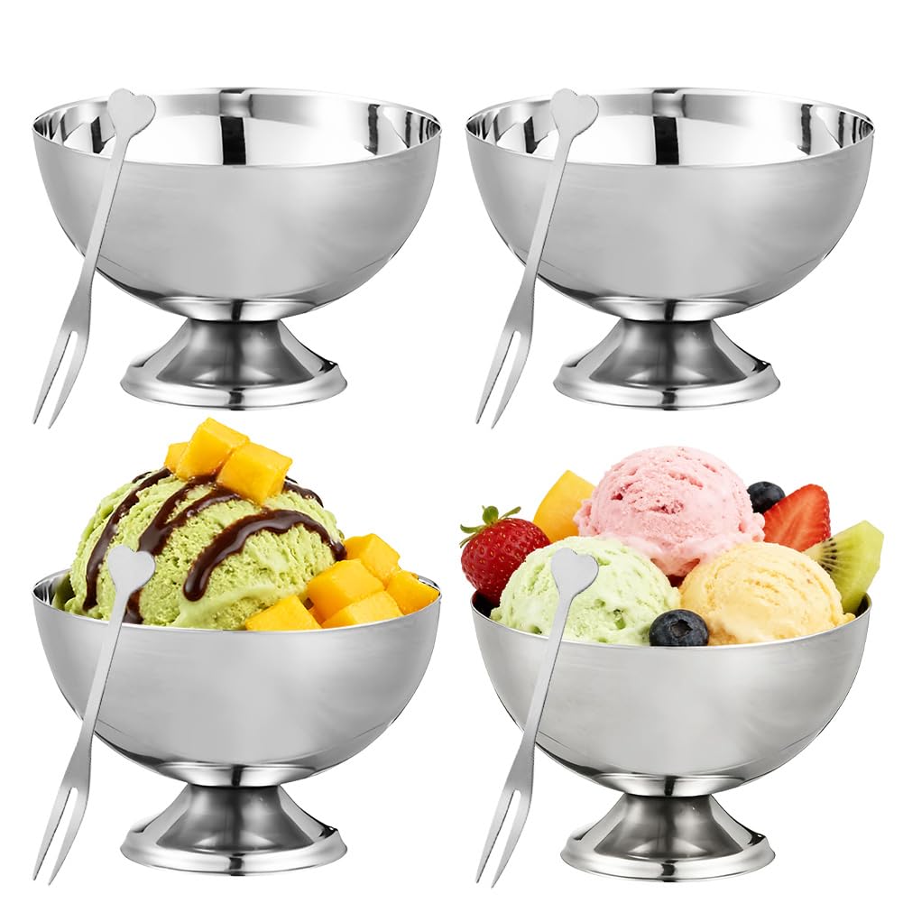 Coupes à glace en acier inoxydable au design moderne avec pied stable