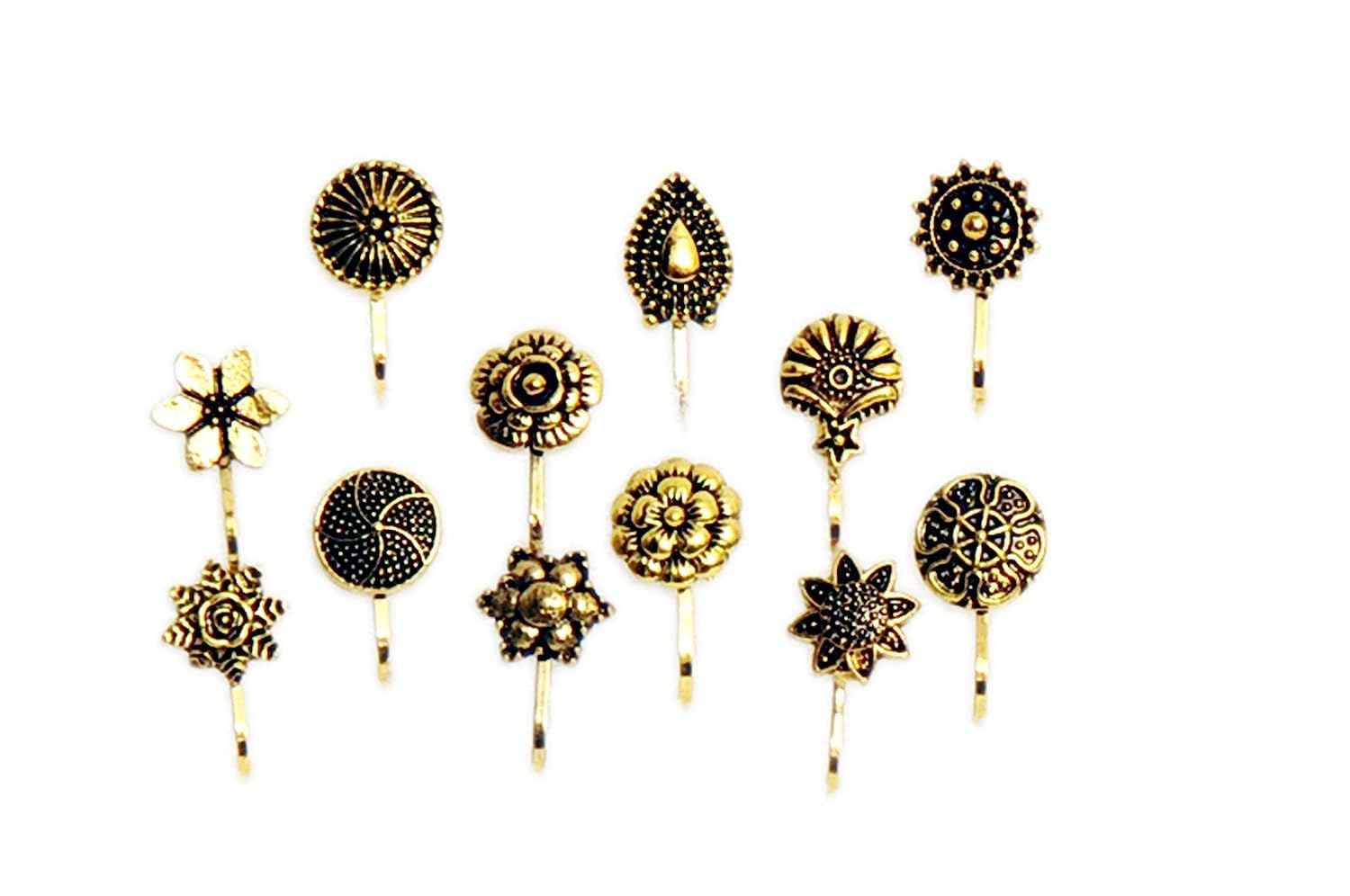 Fashions Silver-plated Plated Metal Nose Stud with Body Piercing Jewellery Nose Pin for Women (Pack of 12)-image-27
